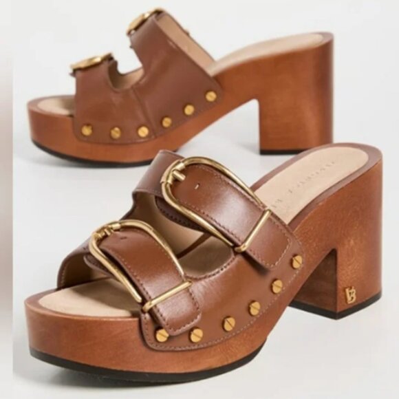 Veronica Beard Halifax Platform Leather Clog Sandals Size 8.5 - Picture 2 of 12